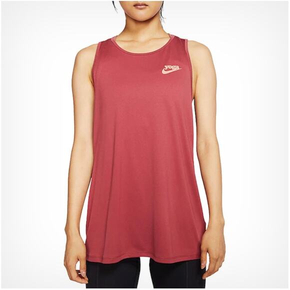 Nike Dri-Fit Terra Cotta Red Singlets Keyhole Training Yoga Athletic Tank Top - Picture 1 of 11